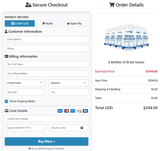 Brain Savior Order Page